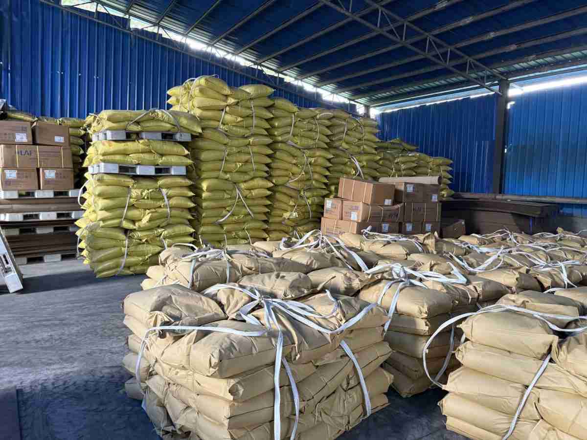 Bagged lignosulfonate ready for dispatch