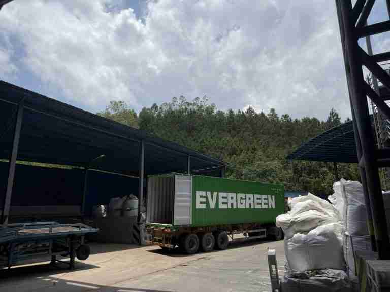 Container truck in the loading yard