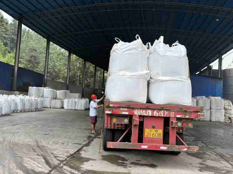 Jumbo bags loaded onto a truck