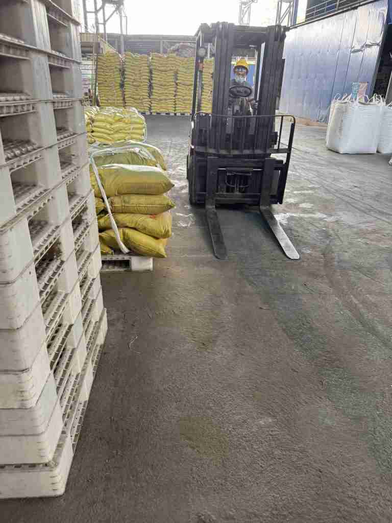 Loading bay at the lignosulfonate warehouse